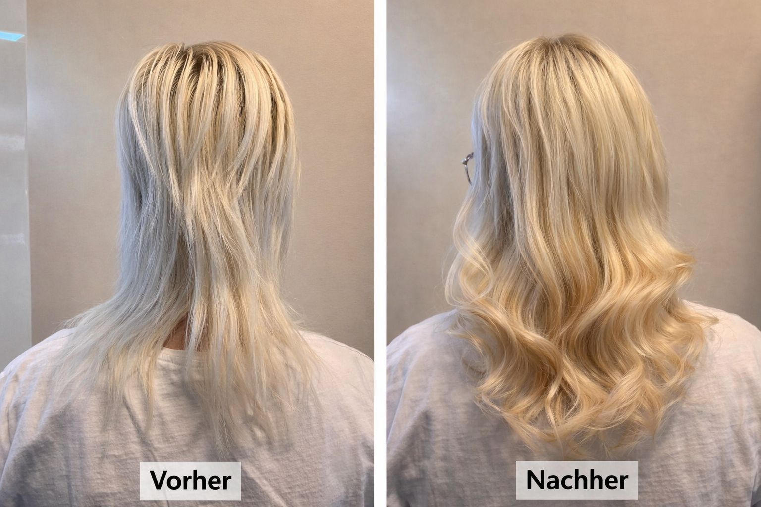 Vorher/Nachher Haarverlängerung 1